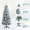 4.5ft Snow Flocked Pencil Christmas Tree Hinged Artificial Slim Xmas Tree with 373 Branch Tips & Metal Stand