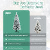 4.5ft Snow Flocked Pencil Christmas Tree Hinged Artificial Slim Xmas Tree with 373 Branch Tips & Metal Stand