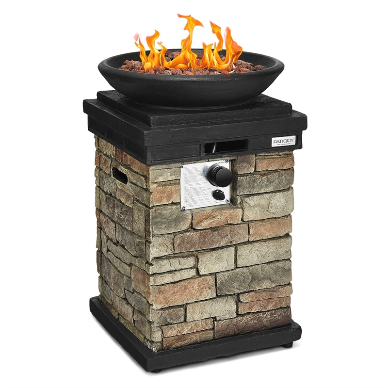 40000 BTU Propane Firebowl Column Outdoor Gas Column Fire Pit Heater with Weather Resistant Cover