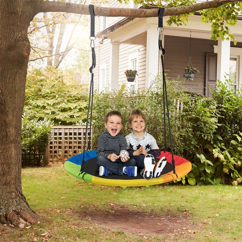 40" Kids Flying Saucer Tree Swing Outdoor Play Set with Adjustable Ropes