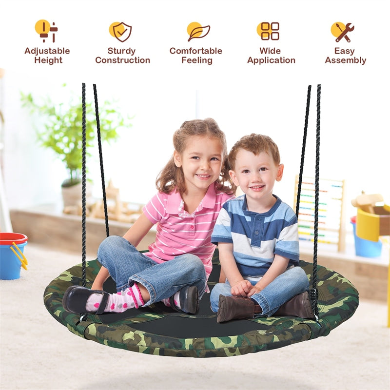 40" Kids Flying Saucer Tree Swing Outdoor Play Set with Adjustable Ropes