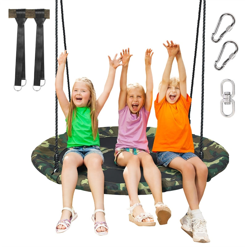 40" Kids Flying Saucer Tree Swing Outdoor Play Set with Adjustable Ropes