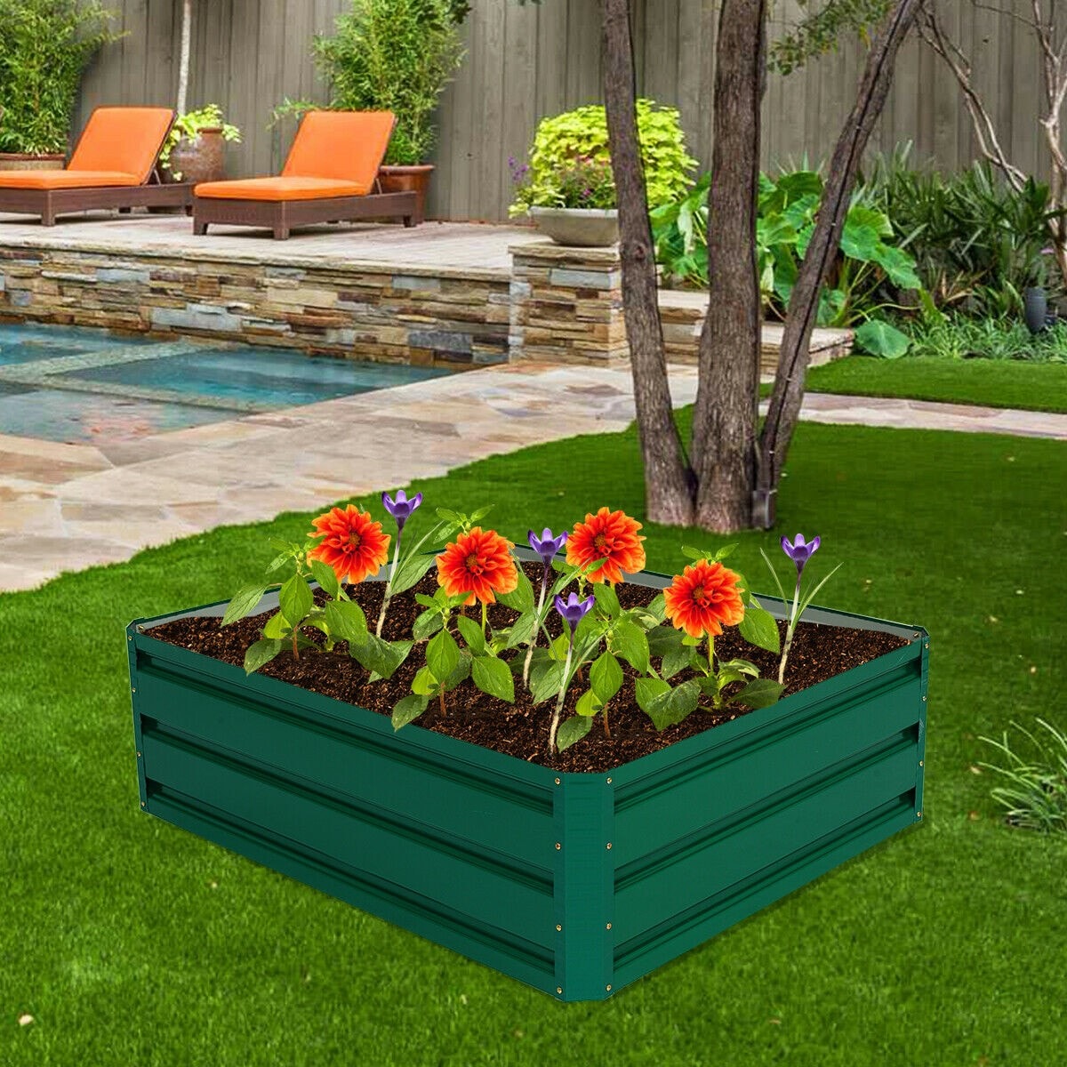 40" x 32" Metal Raised Garden Bed Vegetable Flower Planter Box