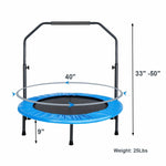 40" Foldable Mini Rebounder Trampoline with Adjustable Foam Handrail