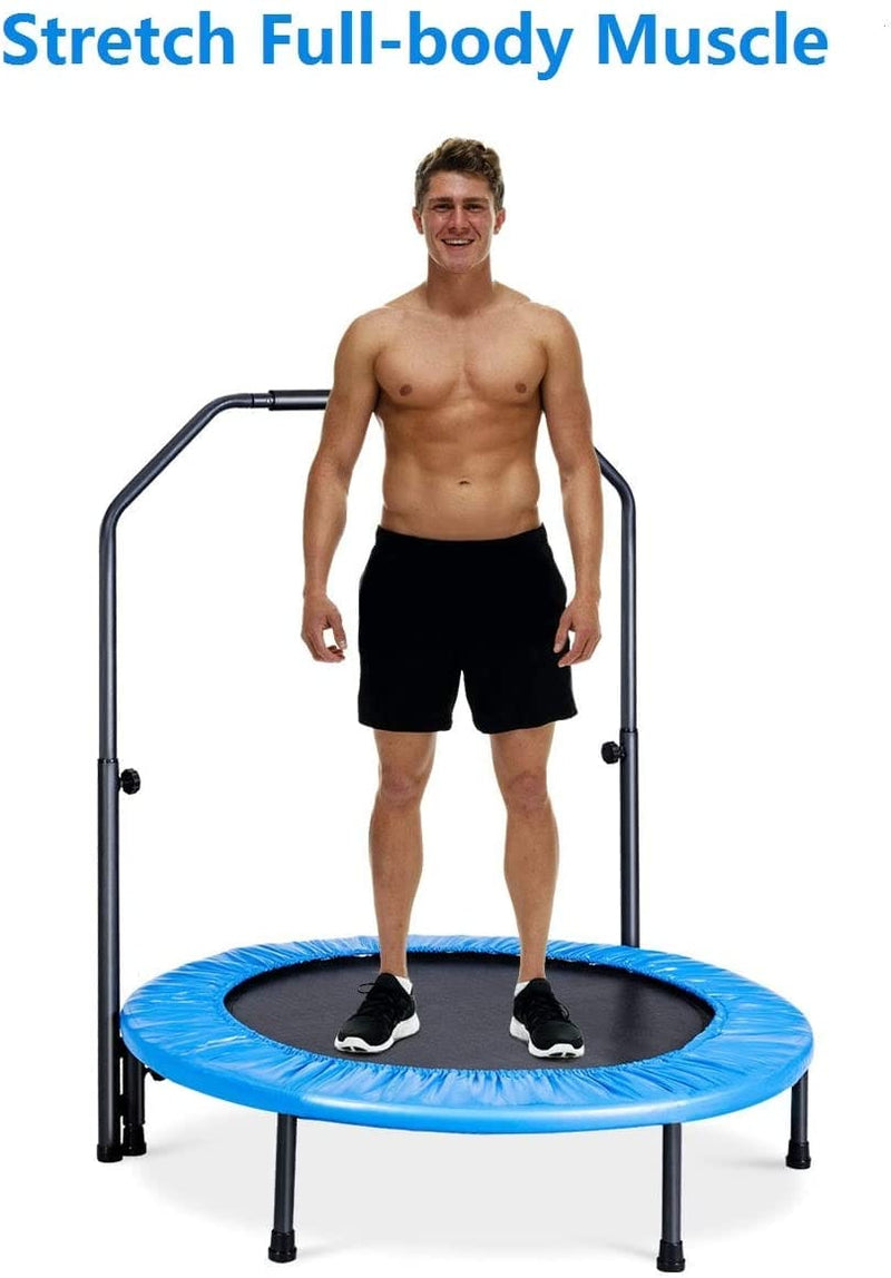 40" Foldable Mini Rebounder Trampoline with Adjustable Foam Handrail