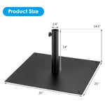 40lbs Heavy Duty Steel Umbrella Base 25" Square Patio Umbrella Base Stand Market Umbrella Holder with 3 Adapters