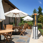 40,000 BTU Propane Patio Heater, Stainless Steel Round Glass Tube Standing Outdoor Heater with Wheels, Propane Gas Heater for Balcony Backyard Garden