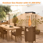 Glass Tube Propane Patio Heater 41,000 BTU Freestanding Outdoor Gas Heater with Protective Cover & Wheels