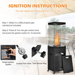 Glass Tube Propane Patio Heater 41,000 BTU Freestanding Outdoor Gas Heater with Protective Cover & Wheels