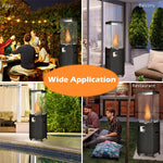 Glass Tube Propane Patio Heater 41,000 BTU Freestanding Outdoor Gas Heater with Protective Cover & Wheels