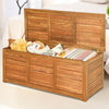 47 Gallon Acacia Wood Deck Box 2-in-1 Outdoor Storage Bench Box for Garden Backyard