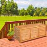 47 Gallon Acacia Wood Deck Box 2-in-1 Outdoor Storage Bench Box for Garden Backyard