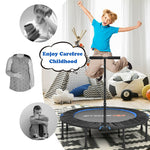 47" Mini Foldable Fitness Trampoline Rebounder Exercise with Adjustable Handrail Padded Cover