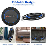 47" Mini Foldable Fitness Trampoline Rebounder Exercise with Adjustable Handrail Padded Cover