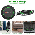 47" Mini Foldable Fitness Trampoline Rebounder Exercise with Adjustable Handrail Padded Cover