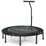 47" Mini Foldable Fitness Trampoline Rebounder Exercise with Adjustable Handrail Padded Cover