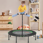 47" Mini Foldable Fitness Trampoline Rebounder Exercise with Adjustable Handrail Padded Cover