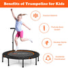 47" Mini Foldable Fitness Trampoline Rebounder Exercise with Adjustable Handrail Padded Cover