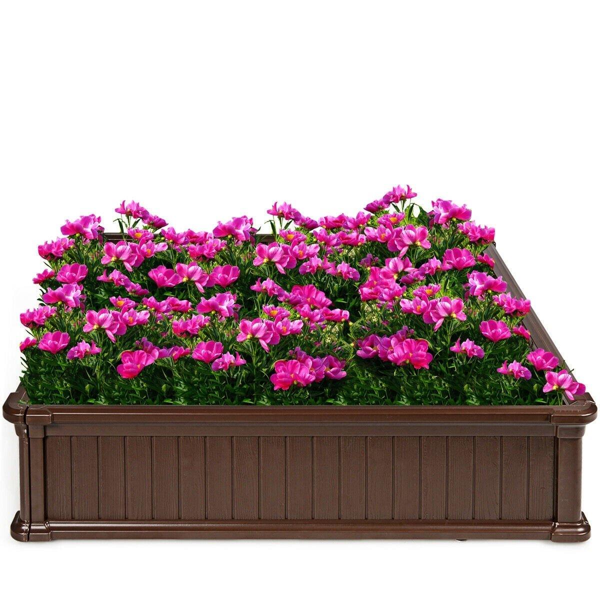 48.5" L x 48.5" W Raised Garden Bed Outdoor Rectangle Plant Box - Bestoutdor