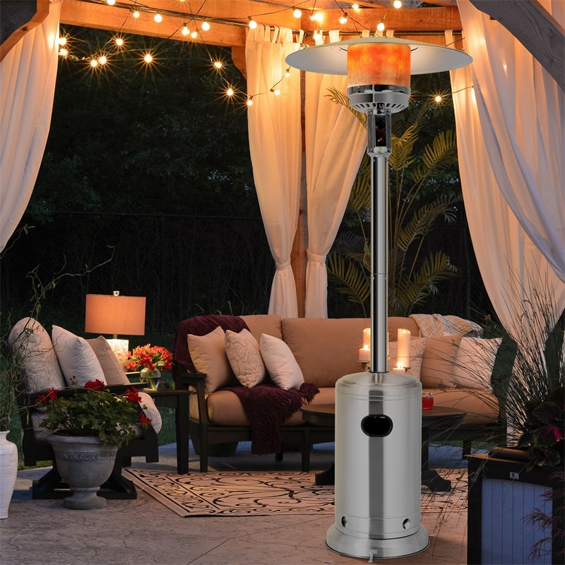 Propane Patio Heater 50,000 BTU Stainless Steel Standing Gas Outdoor Heater with Wheels