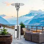 48,000 BTU Propane Patio Heater, Stainless Steel Outdoor Heater with Tip-Over & Flameout Protection, Easy Ignition, Portable Standing Heater On Wheels