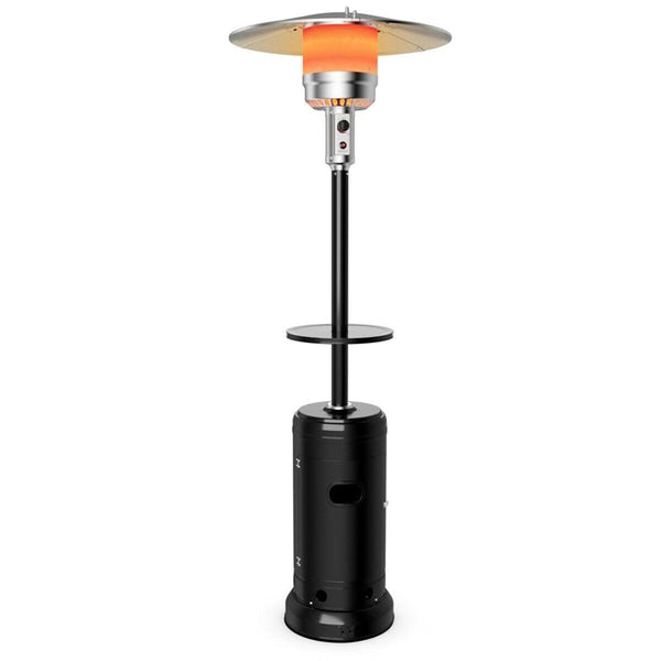 50,000 BTU Propane Patio Heater, Portable Standing Outdoor Heater w/ Wheels, Shelf Tabletop, Easy Ignition, Auto Shut Off & Tip-Over Protection