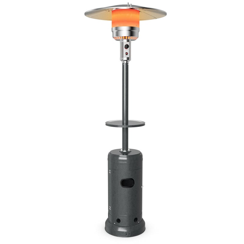 50,000 BTU Propane Patio Heater, Portable Standing Outdoor Heater w/ Wheels, Shelf Tabletop, Easy Ignition, Auto Shut Off & Tip-Over Protection