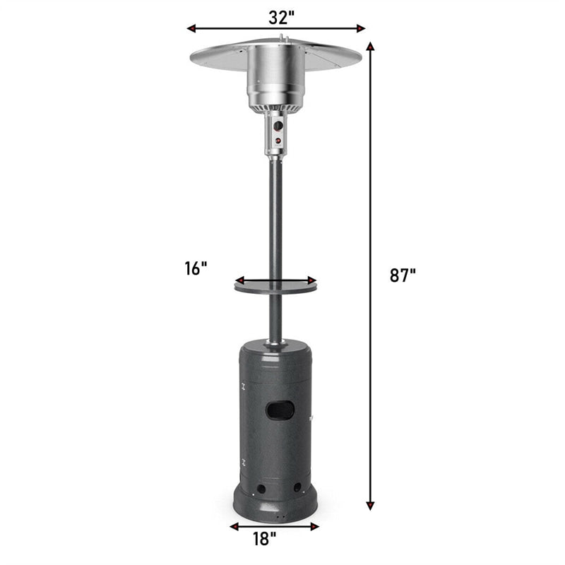 50,000 BTU Propane Patio Heater, Portable Standing Outdoor Heater w/ Wheels, Shelf Tabletop, Easy Ignition, Auto Shut Off & Tip-Over Protection