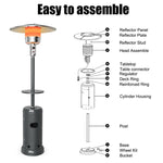 50,000 BTU Propane Patio Heater, Portable Standing Outdoor Heater w/ Wheels, Shelf Tabletop, Easy Ignition, Auto Shut Off & Tip-Over Protection