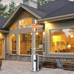 50,000 BTU Propane Patio Heater, Portable Standing Outdoor Heater w/ Wheels, Shelf Tabletop, Easy Ignition, Auto Shut Off & Tip-Over Protection