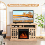 48" Fireplace TV Stand for TVs up to 50", Wood Entertainment Center TV Console with 18" Electric Fireplace, Adjustable Shelves, Remote Control