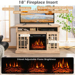 48" Fireplace TV Stand for TVs up to 50", Wood Entertainment Center TV Console with 18" Electric Fireplace, Adjustable Shelves, Remote Control