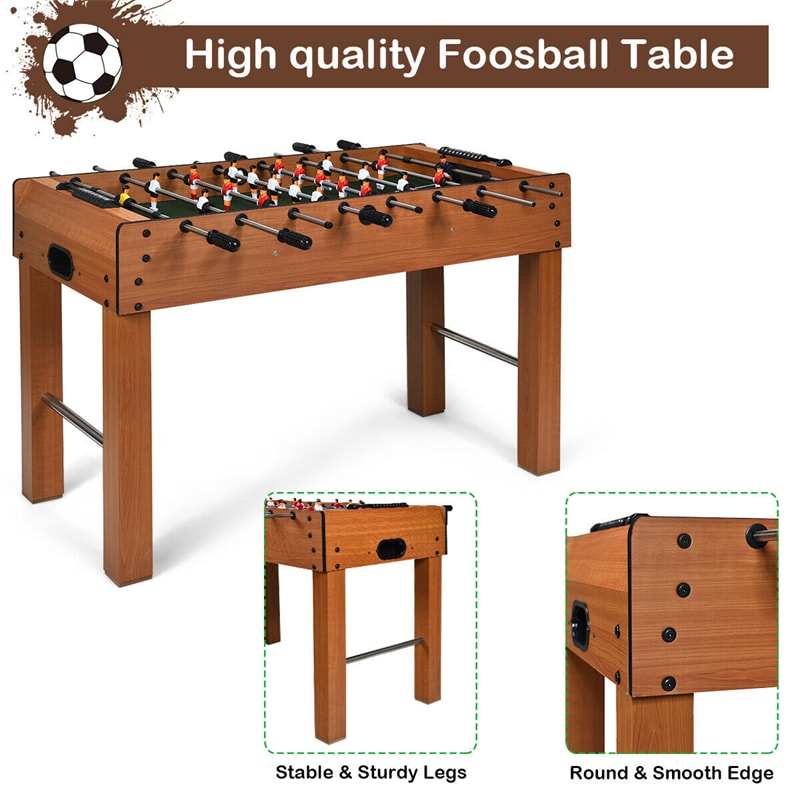 48" Foosball Table Wood Arcade Soccer Game Table with 2 Balls, Competition Sized Foosball Games for Home Game Room