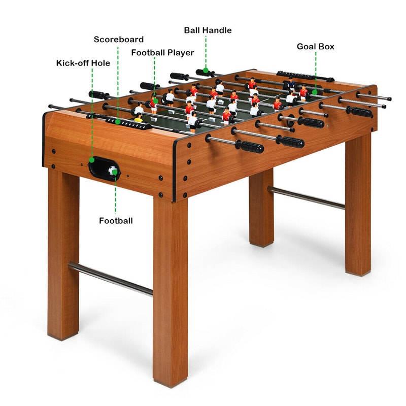 48" Foosball Table Wood Arcade Soccer Game Table with 2 Balls, Competition Sized Foosball Games for Home Game Room