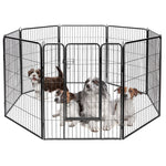 8-Panel Dog Playpen with Door, 48" Heavy Duty Metal Dog Fence Foldable Dog Exercise Pen Pet Enclosure Portable Dog Fence for Indoor Outdoor RV Camping