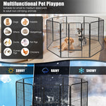 8-Panel Dog Playpen with Door, 48" Heavy Duty Metal Dog Fence Foldable Dog Exercise Pen Pet Enclosure Portable Dog Fence for Indoor Outdoor RV Camping