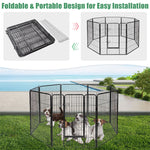 8-Panel Dog Playpen with Door, 48" Heavy Duty Metal Dog Fence Foldable Dog Exercise Pen Pet Enclosure Portable Dog Fence for Indoor Outdoor RV Camping