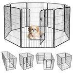 8-Panel Dog Playpen with Door, 48" Heavy Duty Metal Dog Fence Foldable Dog Exercise Pen Pet Enclosure Portable Dog Fence for Indoor Outdoor RV Camping