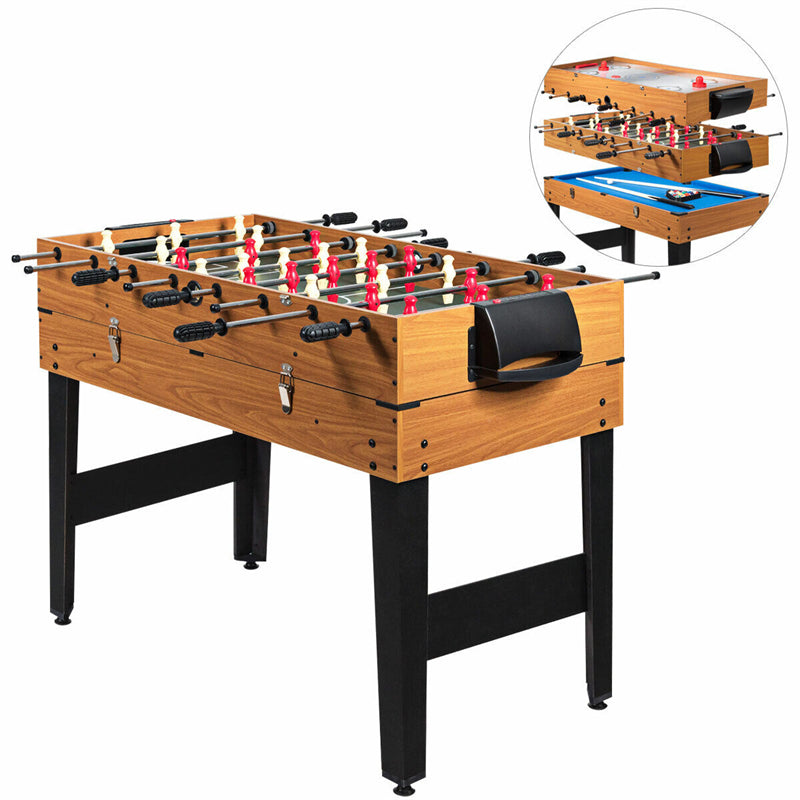 48" Foosball Table 3-in-1 Multi Combo Game Table with Soccer Billiards Slide Hockey for Home & Game Room