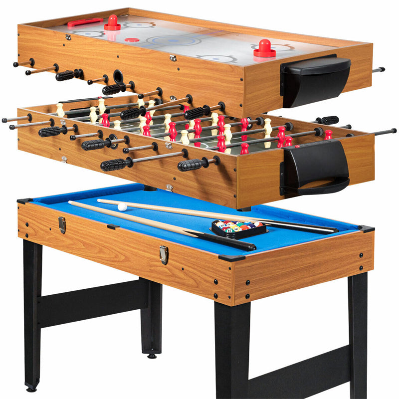 48" Foosball Table 3-in-1 Multi Combo Game Table with Soccer Billiards Slide Hockey for Home & Game Room