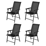 4 Pack Patio Folding Dining Chairs Outdoor Sling Chairs Metal Frame Portable Chairs with Armrests for Lawn Garden Deck Camping Beach