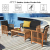 4PCS Outdoor Acacia Wood Sofa Set with Coffee Table, Seat & Back Cushions, Wood Patio Conversation Set Lounge Furniture for Garden Poolside