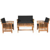 4PCS Outdoor Acacia Wood Sofa Set with Coffee Table, Seat & Back Cushions, Wood Patio Conversation Set Lounge Furniture for Garden Poolside