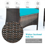 4 Pcs Rattan Patio Conversation Set Wicker Outdoor Furniture Set with Cushions & Coffee Table