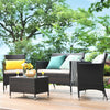 4 Pcs Rattan Patio Conversation Set Wicker Outdoor Furniture Set with Cushions & Coffee Table