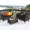 4 Pcs Rattan Patio Conversation Set Wicker Outdoor Furniture Set with Cushions & Coffee Table