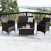 4 Pcs Rattan Patio Conversation Set Wicker Outdoor Furniture Set with Cushions & Coffee Table