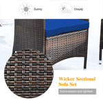 4 Pcs Rattan Patio Conversation Set Wicker Outdoor Furniture Set with Cushions & Coffee Table