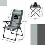 4 Pcs Folding Patio Chair Footstools Set Reclining Outdoor Chair with 7-Position Adjustable Backrest Headrest Mesh Bag