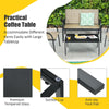 4 Pcs Patio Furniture Set Loveseat Sofa Table Steel Frame Garden Deck Conversation Set with Glass Top Coffee Table